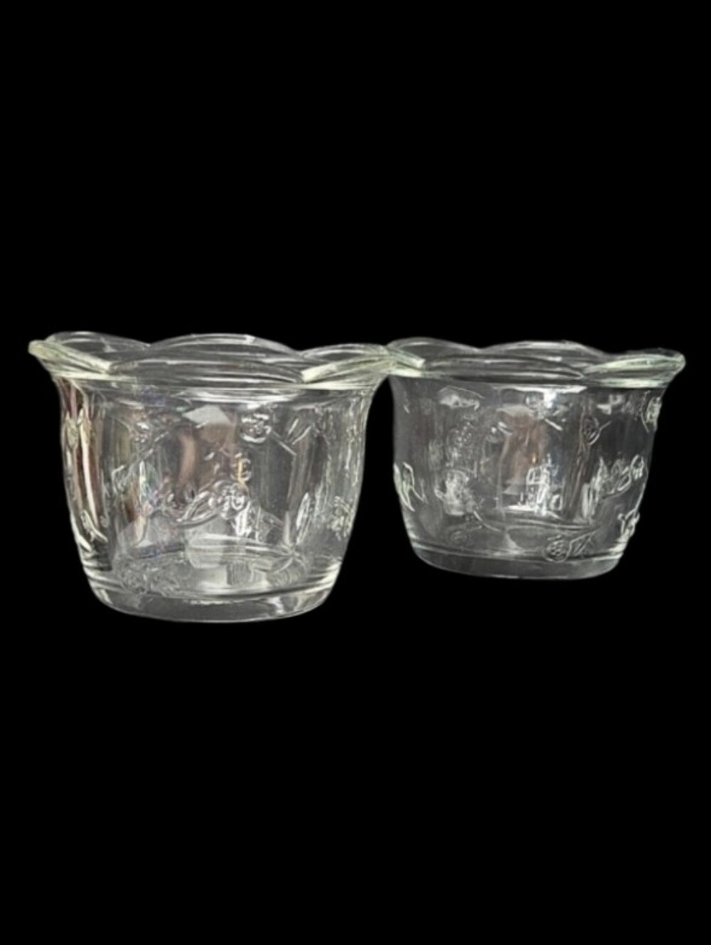 Set Of 2 Savannah By Anchor Hocking Clear Glass Scalloped Sugar Or Candy Dish